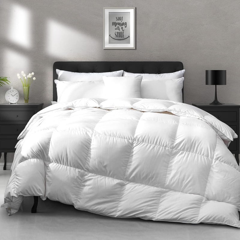 APSMILE All Season Down Feather Fibers Comforter King Size - Ultra-Soft High Fill-Power Hotel Collection Duvet Insert, Fluffy Medium Warm Quilt Comforter with Corner Tabs(106x90, White) - Image 1
