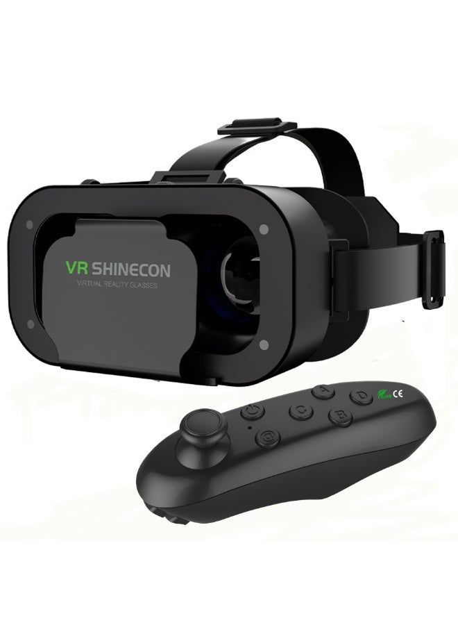 VR SHINECON VR Headset with Wireless Remote Controller, HD 3D Virtual Reality Glasses for iPhone & Android, Adjustable VR Box for Movies & Games - Black - Image 1