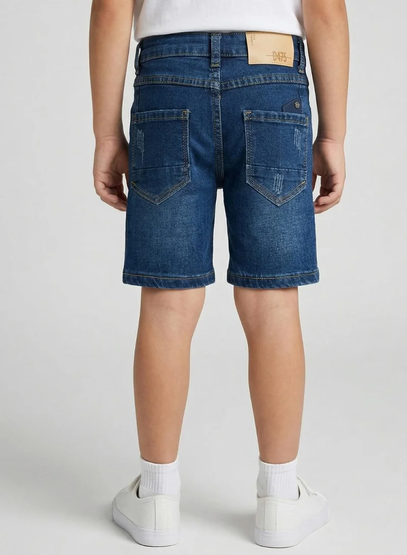 بيبي كلو Boys Dark Wash Adjustable Waist Denim Shorts