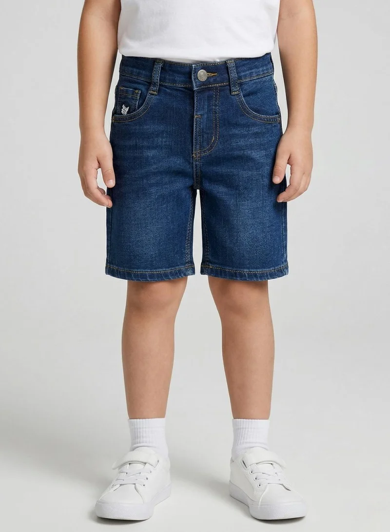 بيبي كلو Boys Dark Wash Adjustable Waist Denim Shorts