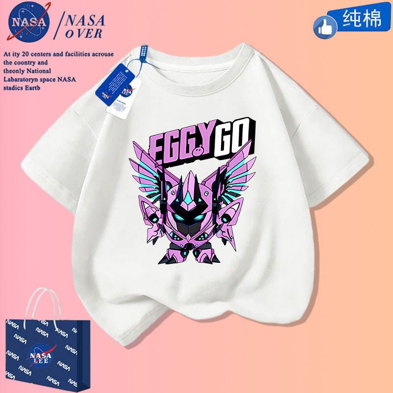 Nasa Joint Egg Boy Golden Knight Pure Cotton Short-Sleeved Boys Handsome Cartoon T-Shirt Big Kids Fashionable Half-Sleeved - Image 1