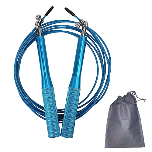 JoyFit Aluminium Adjustable Jumping Rope for Men Women, Weight Loss, Tangle Free, Cardio, Skipping Rope for Crossfit, Boxing, MMA and HIIT Workouts (Blue) - Image 1