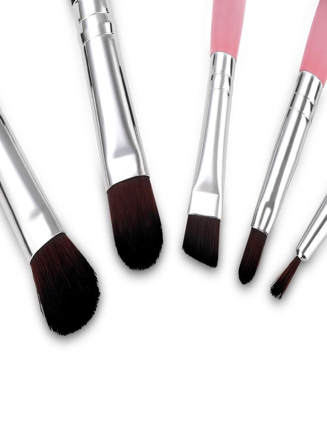Indiginous Makeup Brush Set with portable storage box, 5 Pieces Essential Eye Makeup Brush Kit, Concealer eyes shadow eyeliner eyebrow and lip brush (pink) - Image 3