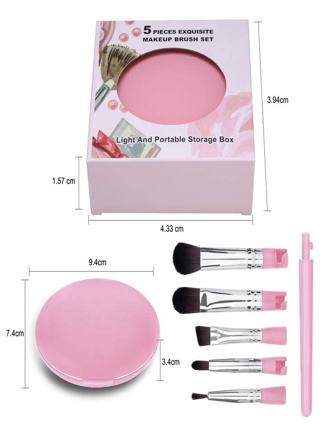 Indiginous Makeup Brush Set with portable storage box, 5 Pieces Essential Eye Makeup Brush Kit, Concealer eyes shadow eyeliner eyebrow and lip brush (pink) - Image 5