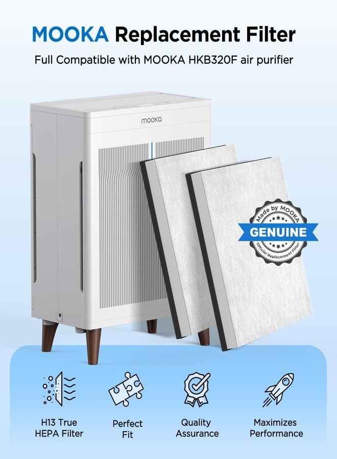 موكا عبوة من 4 فلاتر بديلة متوافقة مع جهاز تنقية الهواء MOOKA HKB320F، فلتر أولي أصلي قابل للغسل مع كربون نشط - Image 2