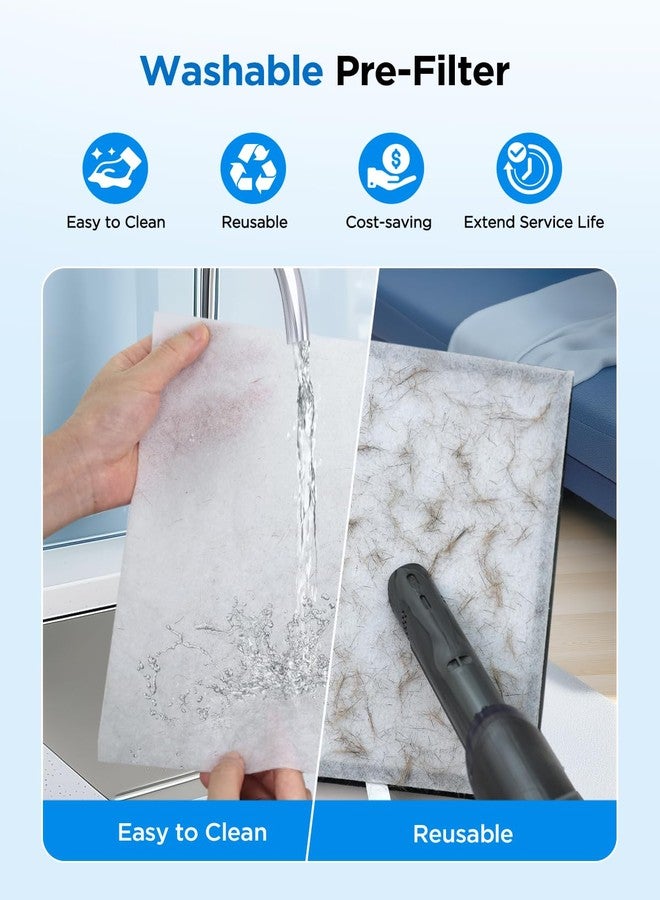 موكا عبوة من 4 فلاتر بديلة متوافقة مع جهاز تنقية الهواء MOOKA HKB320F، فلتر أولي أصلي قابل للغسل مع كربون نشط - Image 3