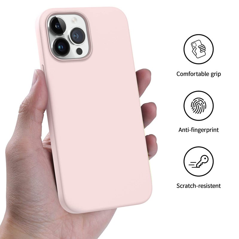 AOTESIER Shockproof Designed for iPhone 14 Pro Case 6.1 inch,[Silicone Slim Series] Rubber Full-Body Protection Bumper Phone Case for 14 Pro with Soft Anti-Scratch Lining, Chalk Pink - Image 4