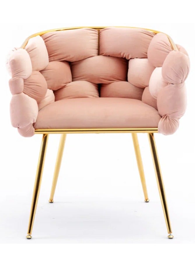 DubaiGallery Modern Accent Velvet Chairs Dining Chairs Single Sofa Comfy Upholstered Arm Chair Living Room Furniture Mid-Century Leisure Lounge Chairs with Golden Metal Frame Legs  - Image 3