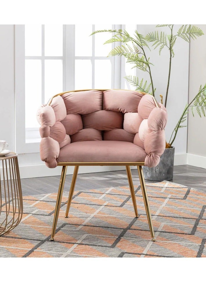 DubaiGallery Modern Accent Velvet Chairs Dining Chairs Single Sofa Comfy Upholstered Arm Chair Living Room Furniture Mid-Century Leisure Lounge Chairs with Golden Metal Frame Legs  - Image 2