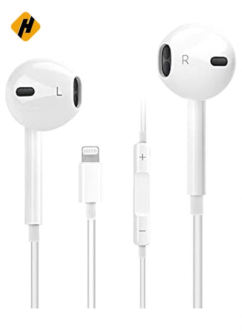 Click4Cart Wired Earphones for iPhone 7/8 Plus/ X/XR/XS Max/11/12 Pro Max (White)