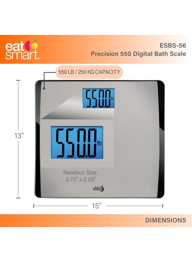 Eatsmart Precision 550 Pound Extra-High Capacity Digital Bathroom Scale With Extra-Wide Platform - Image 2