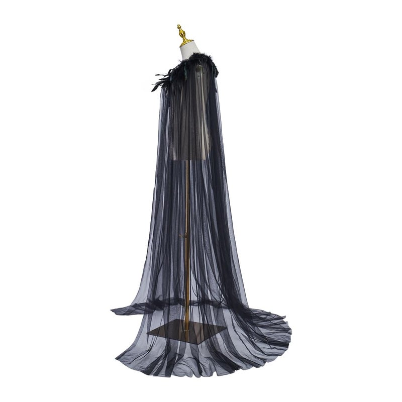 Fortunehouse Evil Queen Cosplay Super Villain Cloak Steampunk Feather Collar Witch Cape - Image 4