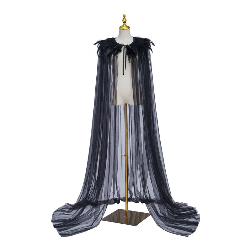 Fortunehouse Evil Queen Cosplay Super Villain Cloak Steampunk Feather Collar Witch Cape - Image 2