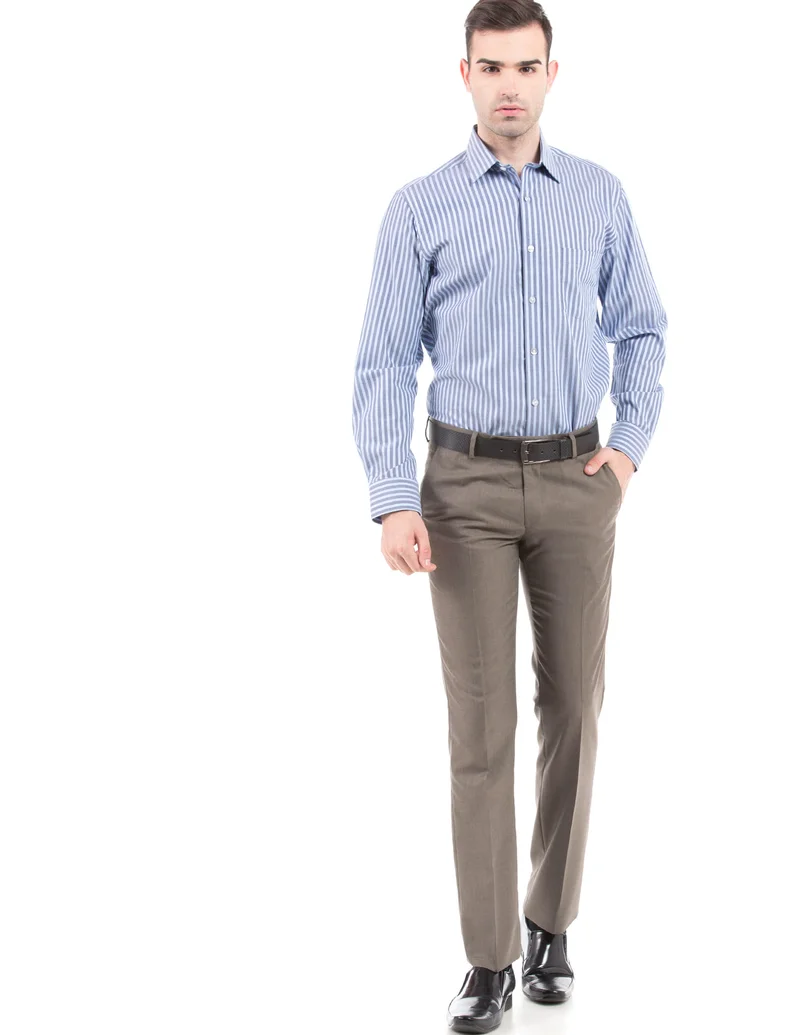 Arrow Grey Flat Front Slim Fit Trousers for Men | Best Price UAE