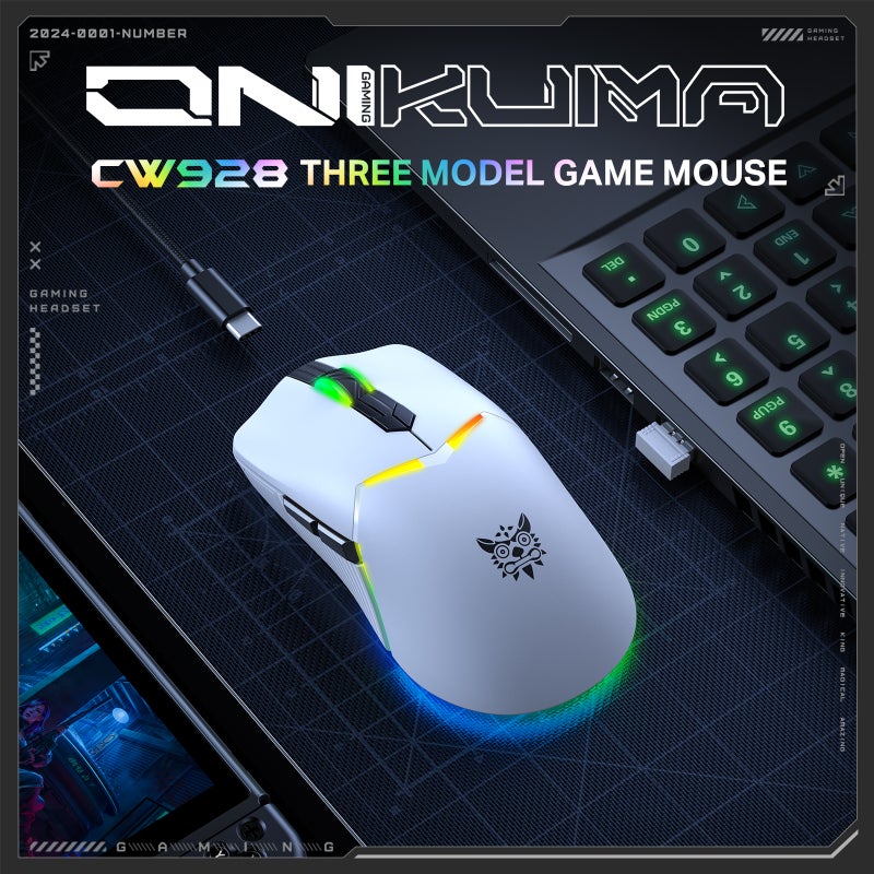 ONIKUMA RGB Gaming CW928 Tri-mode 2.4G Wireless + Bluetooth + Wired Connection Gaming RGB Cool Light Effect - Image 2