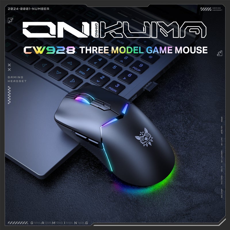 ONIKUMA RGB Gaming CW928 Tri-mode 2.4G Wireless + Bluetooth + Wired Connection Gaming RGB Cool Light Effect - Image 4