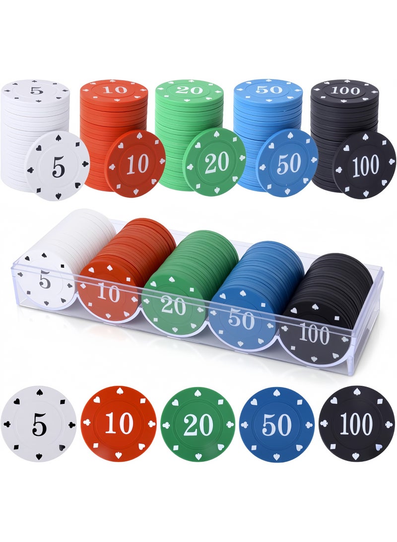 جولة رقاقة لعبة تعليمية مع صندوق تخزين ، 100 قطعة / مجموعة من 5 لون جولة رقاقة ، وتستخدم في تعليم الحرف اليدوية الديكور العد الرقمي ، وتستخدم في الرياضيات العد البلاستيك رقاقة - Image 1