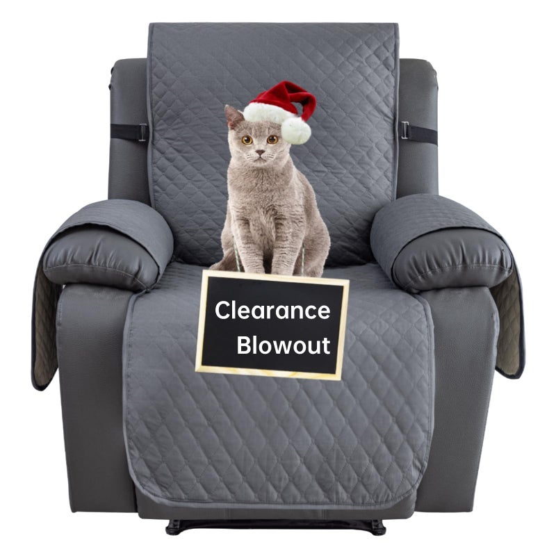 XINEAGE Water Resistant Recliner Cover, Nonslip Recliner Chair Covers for Reclining Chair with Pockets, Quilted Thick Recliner Slipcovers for Pets and Kids (Recliner Chair, Dark Gray) - Image 1