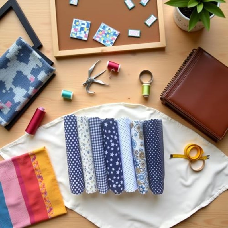 7pcs 10" x 10" 25cm x 25cm Top Cotton Craft Fabric Bundle Squares Patchwork DIY Sewing Scrapbooking Quilting Floral Dot Pattern Dark Blue Fabric - Image 4