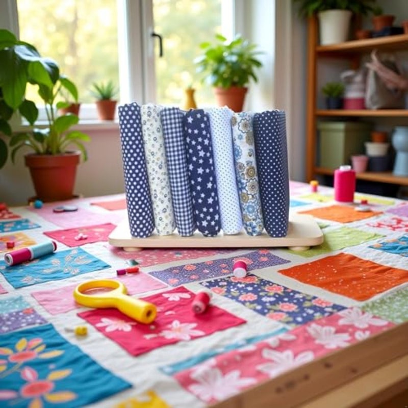 7pcs 10" x 10" 25cm x 25cm Top Cotton Craft Fabric Bundle Squares Patchwork DIY Sewing Scrapbooking Quilting Floral Dot Pattern Dark Blue Fabric - Image 2