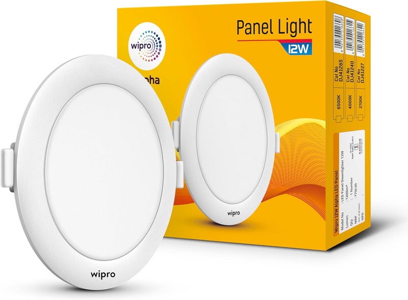 WIPRO Metal Garnet 12W Round LED Alpha Panel | Warm White (2700K) | Recessed Down Light for False Ceiling | Cutout - 125mm | Pack of 1 - Image 1