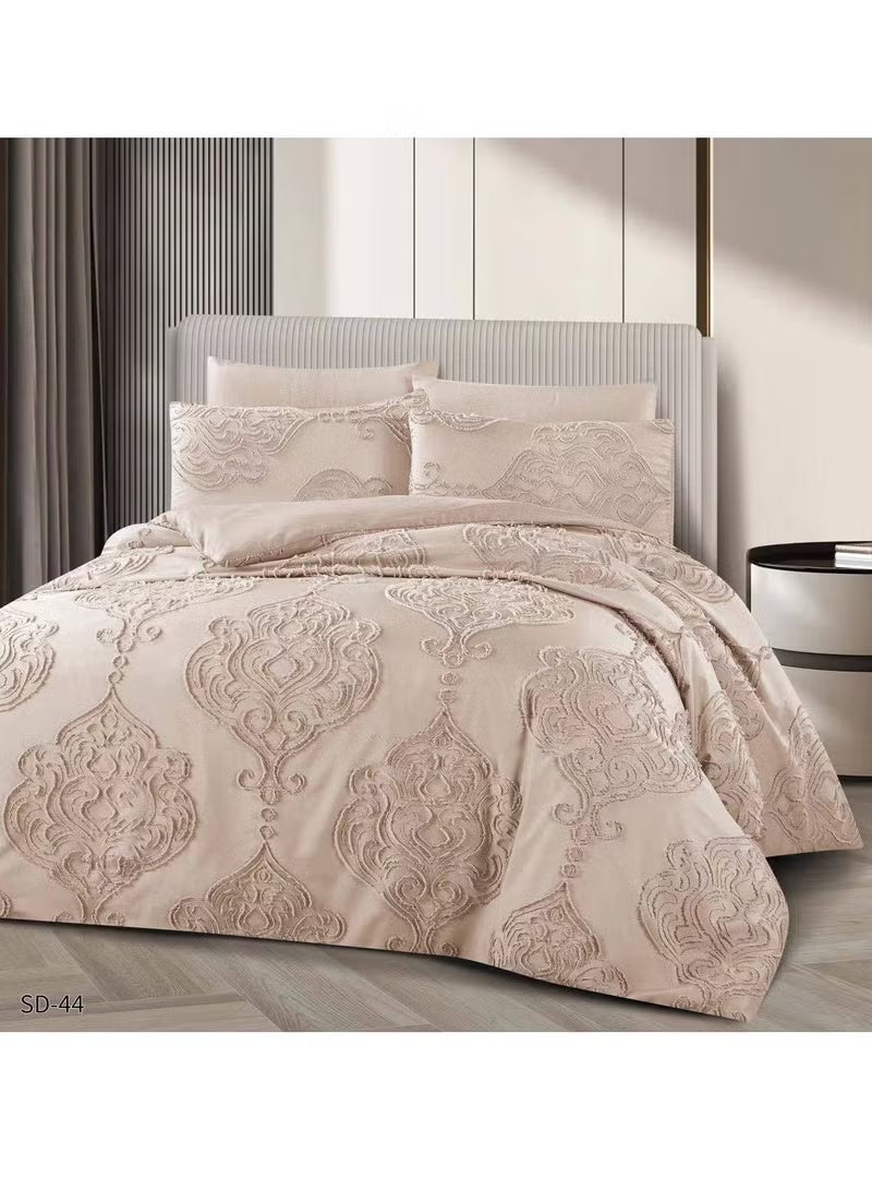 بيج 6 قطع ملاءات سرير بحجم كينغ مجموعة غطاء لحاف 220x240 سم ناعمة مريحة Ac1 مجموعة مفروشات أنيقة