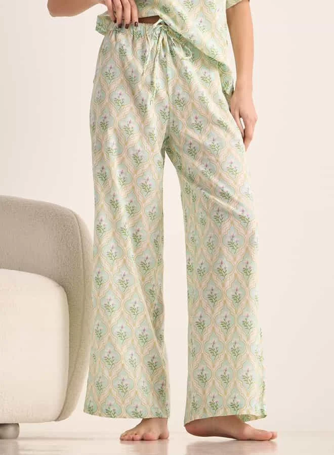 Splash FAV Printed Ruffle Sleeves Top and Pyjama Set