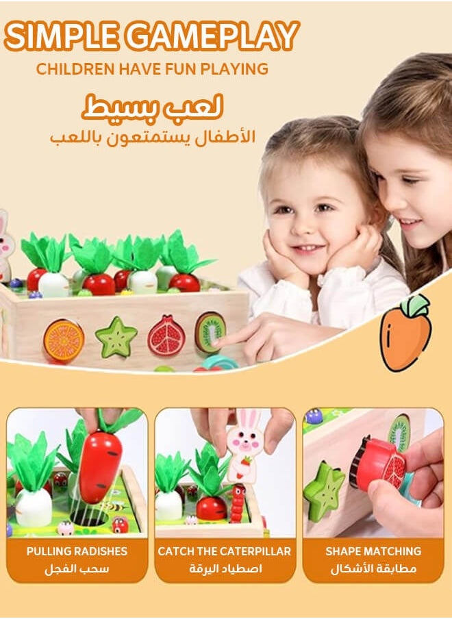 Aurlar Montessori Wooden Educational Toys for Toddlers, Carrot Pulling, Fruit Sorting, Safe Fine Motor Skills Gift for Kids 1-4 Years Old  - Image 5