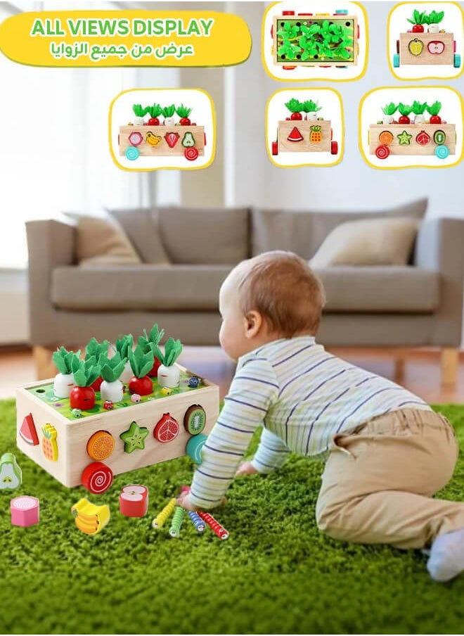 Aurlar Montessori Wooden Educational Toys for Toddlers, Carrot Pulling, Fruit Sorting, Safe Fine Motor Skills Gift for Kids 1-4 Years Old  - Image 4