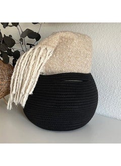 Goodpick Small Rope Storage Basket Black Round Baskets For Socks Dog Toys Towels Cute Baby Basket For Living Room Bedroom Nursery Towel Baskets For Bathroom 10 X 8.3 Inches  - Image 3