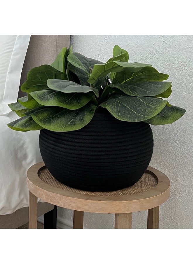 Goodpick Small Rope Storage Basket Black Round Baskets For Socks Dog Toys Towels Cute Baby Basket For Living Room Bedroom Nursery Towel Baskets For Bathroom 10 X 8.3 Inches  - Image 4