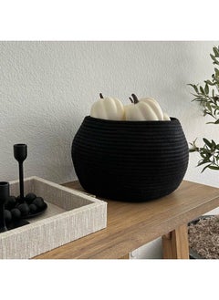Goodpick Small Rope Storage Basket Black Round Baskets For Socks Dog Toys Towels Cute Baby Basket For Living Room Bedroom Nursery Towel Baskets For Bathroom 10 X 8.3 Inches  - Image 5
