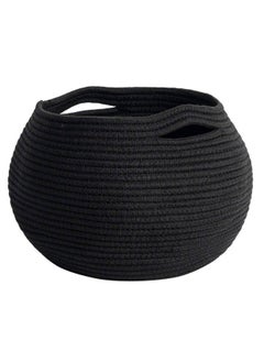 Goodpick Small Rope Storage Basket Black Round Baskets For Socks Dog Toys Towels Cute Baby Basket For Living Room Bedroom Nursery Towel Baskets For Bathroom 10 X 8.3 Inches  - Image 1
