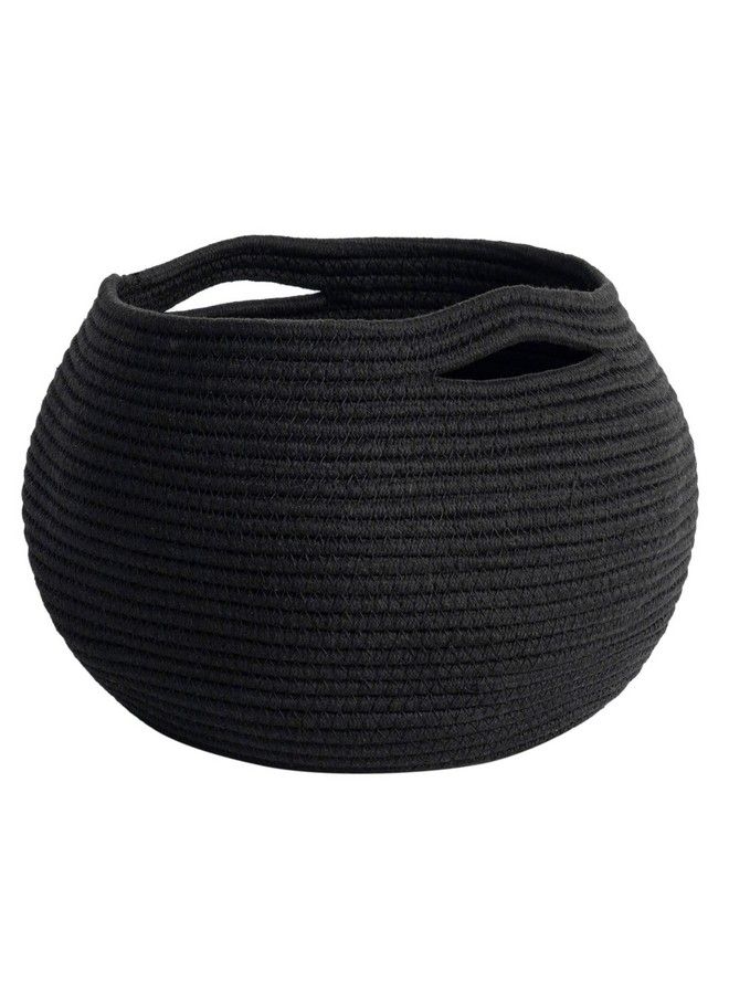 Goodpick Small Rope Storage Basket Black Round Baskets For Socks Dog Toys Towels Cute Baby Basket For Living Room Bedroom Nursery Towel Baskets For Bathroom 10 X 8.3 Inches  - Image 1