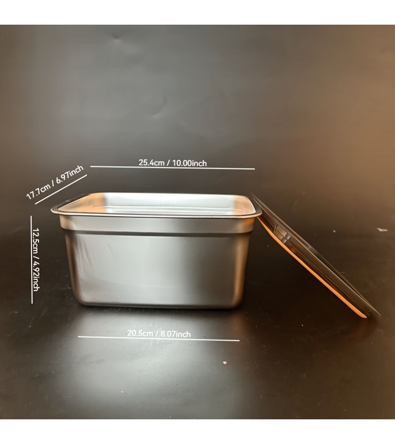 Stainless Steel Crisper Box With Lid Sealed Bento Square Container 8.46 Inch For Refrigerator Storage And Lunch - Image 5