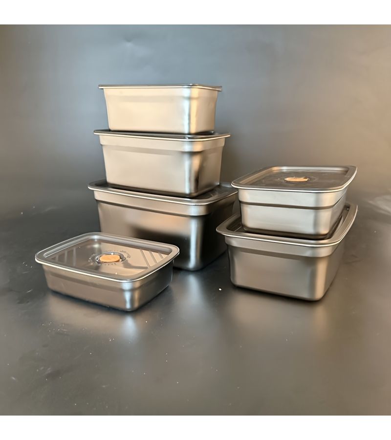 Stainless Steel Crisper Box With Lid Sealed Bento Square Container 8.46 Inch For Refrigerator Storage And Lunch - Image 4