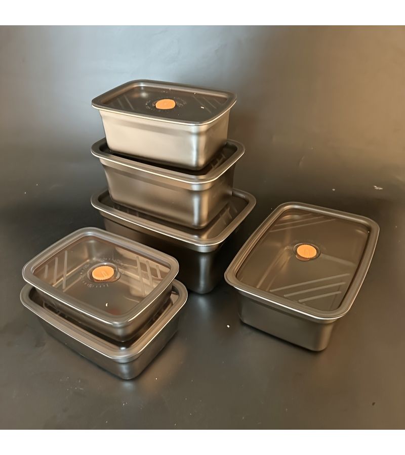 Stainless Steel Crisper Box With Lid Sealed Bento Square Container 8.46 Inch For Refrigerator Storage And Lunch - Image 3