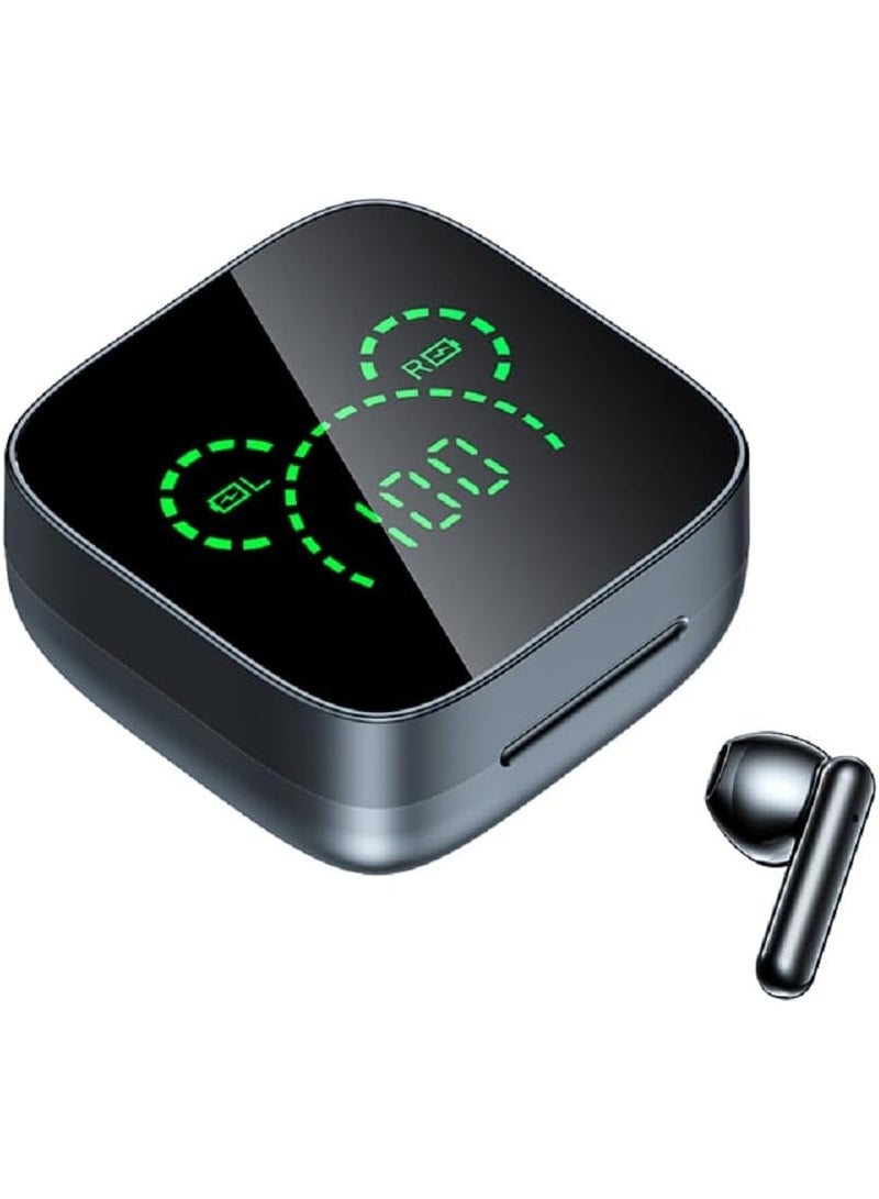 **سماعات K60 اللاسلكية داخل الأذن TWS بتقنية Bluetooth مع شاشة رقمية ذكية كبيرة، وإضاءة تنفس LED، صوت عالي الجودة، متوافقة مع جميع الهواتف الذكية – اللون الأسود** - Image 1