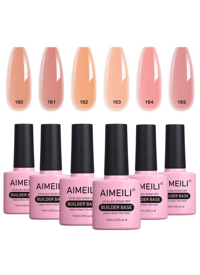 AIMEILI Sheer Color Builder Base Gel For Nails No Need Slip Solution Builder Extension Soak Off Nude Gel Nail Polish 6Pcs X 10Ml Kit Set 38  - Image 1