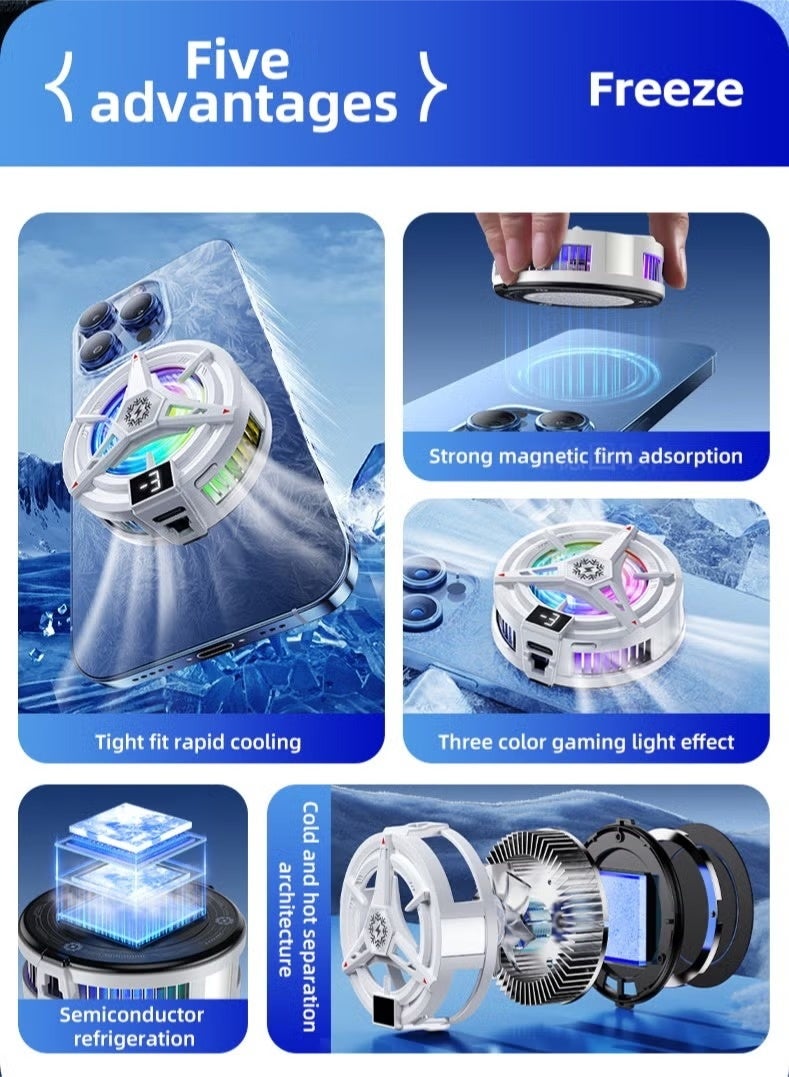 Wish Plus Gaming Phone Cooler for PUBG/Genshin Impact - Win Every Match with Semiconductor Rapid Icing, 3-Speed RGB Magnetic & Clip 2-in-1 Cooler - Image 2