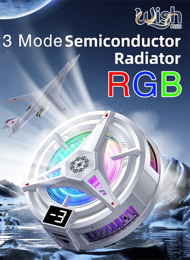 Wish Plus Gaming Phone Cooler for PUBG/Genshin Impact - Win Every Match with Semiconductor Rapid Icing, 3-Speed RGB Magnetic & Clip 2-in-1 Cooler - Image 1