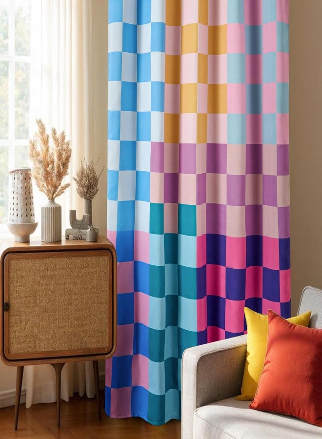 RoomTalks Multicolored Checkerboard Blackout Window Curtains for Bedroom Living Room 84 Inches Length 2 Panels, Mid Century Modern Aesthetic Curtain Panels Colorful Vibrant Checkered Window Drapes - Image 2