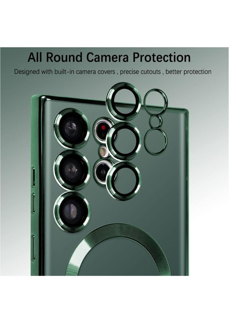 Raxoom Magnetic Clear Case for Samsung Galaxy S23 Ultra with Camera Lens Protector Magsafe Compatible Electroplated Soft TPU Shockproof Anti-Scratch Phone Case - Image 2