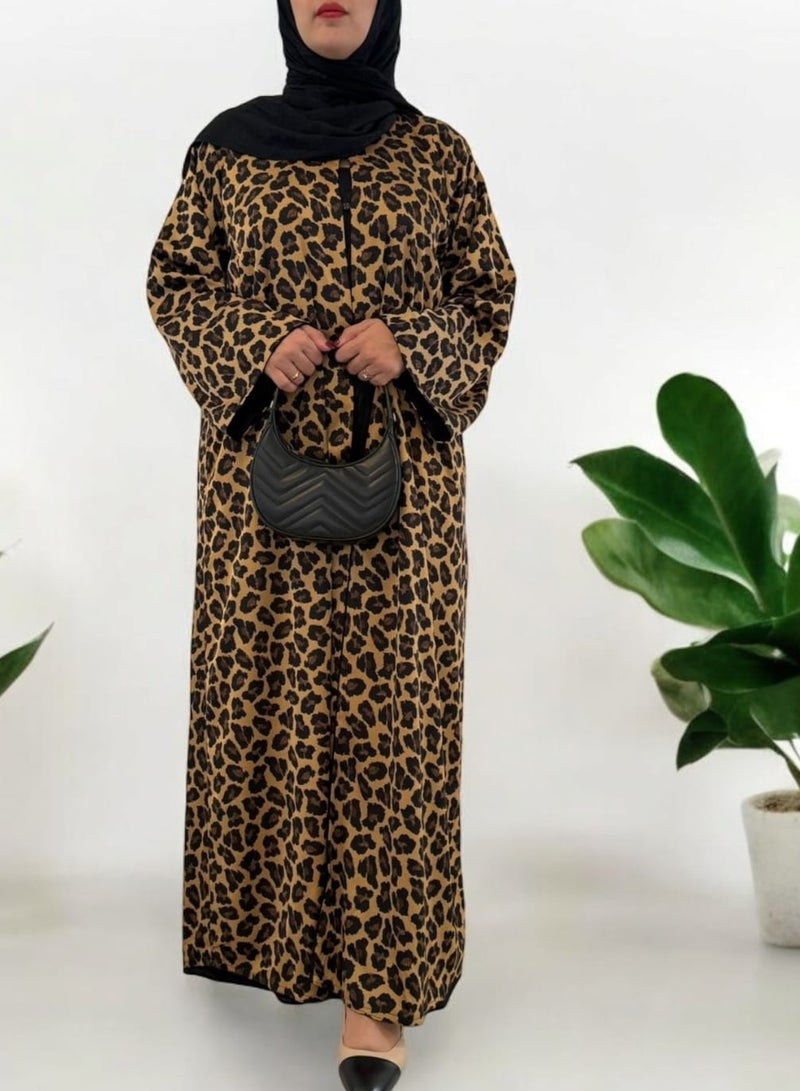 عباية قابلة للعكس – تصميم أنيق بلون أسود ونقشة الفهد بطابع عصري - Image 5