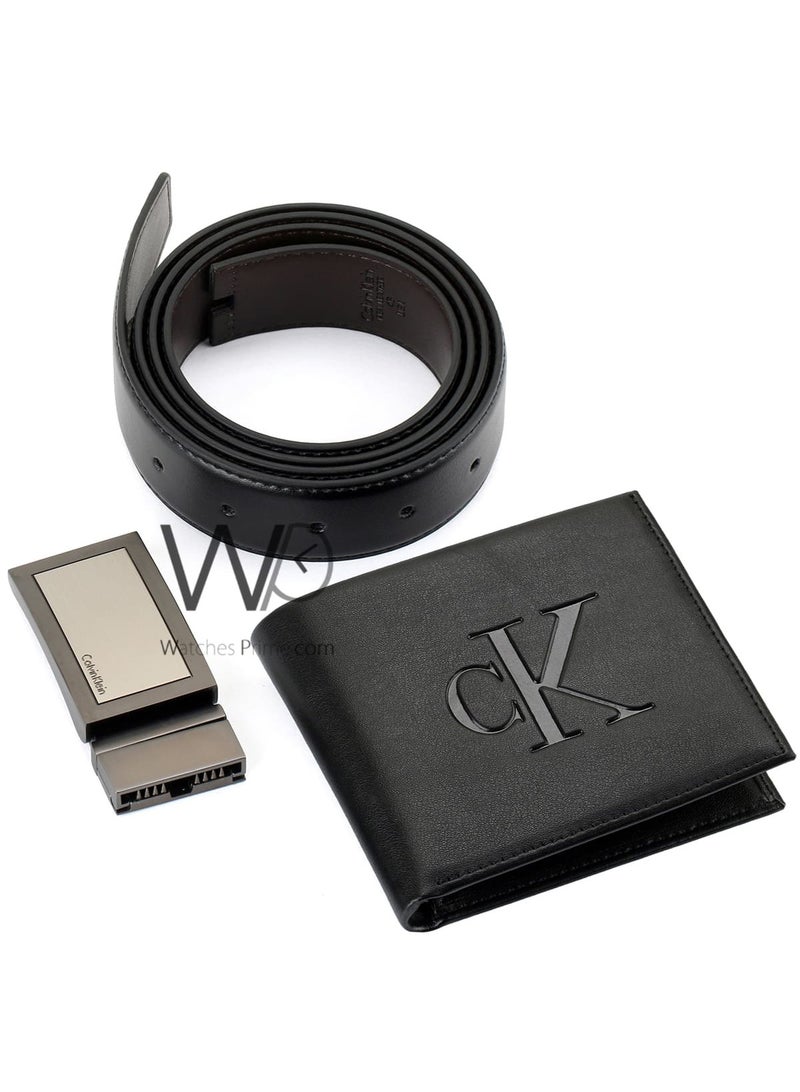 كالفن كلاين جينز طقم هدية رجالي كالفن كلاين محفظة وحزام أسود - إبزيم CK - Image 3