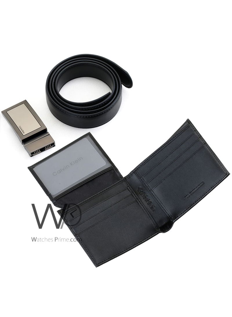 كالفن كلاين جينز طقم هدية رجالي كالفن كلاين محفظة وحزام أسود - إبزيم CK - Image 4