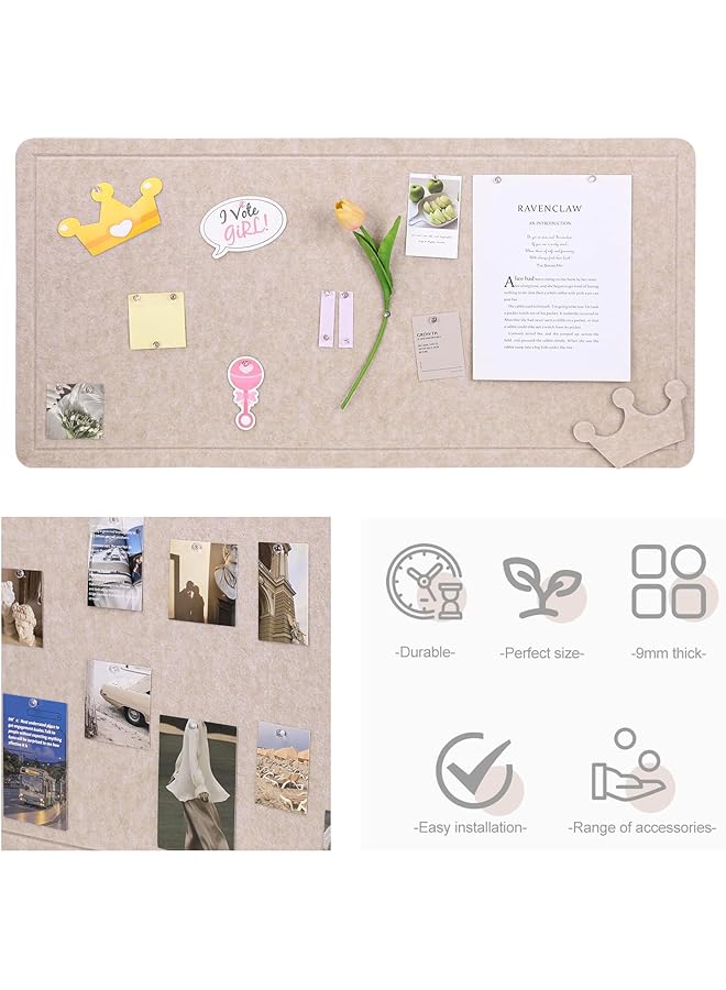 erorex Felt Large Bulletin Board 47 Inch X 36 Inch Decorative Picture Framed Display Board With 30 Push Pins For School Home Vision Kitchen And Office Poster Memo Walls Grey - Image 2