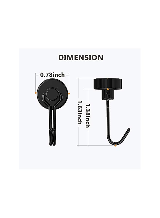 promass 8Pcs Magnetic Hooks, Heavy Duty Neodymium Magnet Hook 30LBS with Rust Proof for Indoor Outdoor Hanging,Refrigerator,Grill,Kitchen,Key Holder(Black) - Image 5