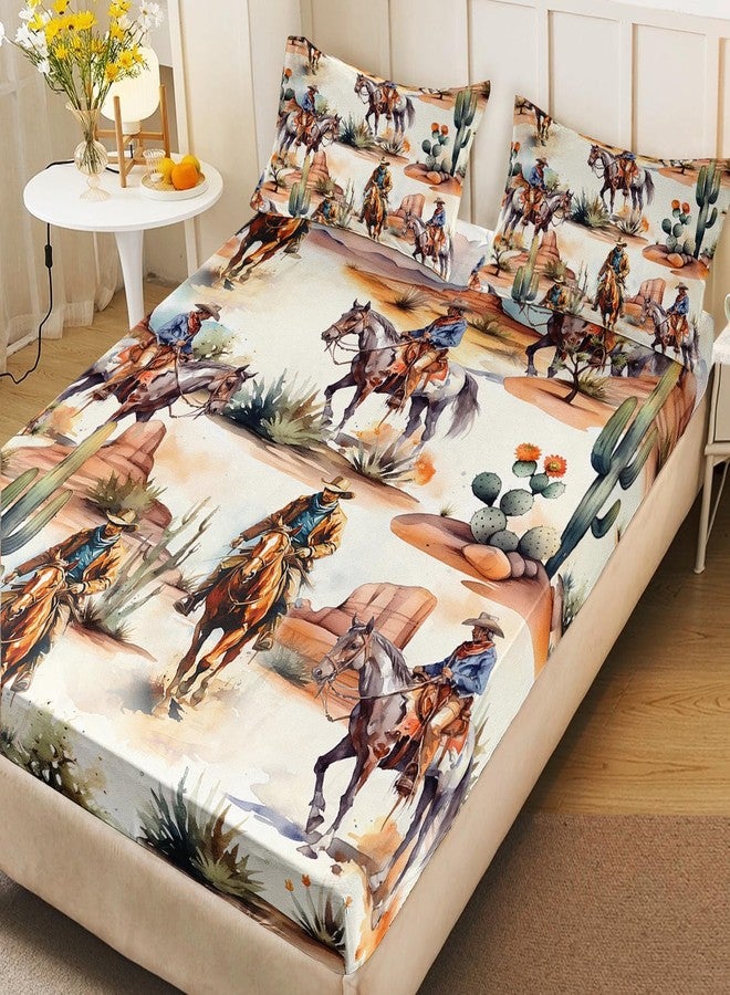 AILONEN 3D Skull Fitted Sheet Set,Cow Skull Design with Sunflower Accents Bedding Set, Full Size,Western Style Bedding Set for Bold and Rustic Home Decor,3-Piece 1 Sheet Set + 2 Pillowcases - Image 2