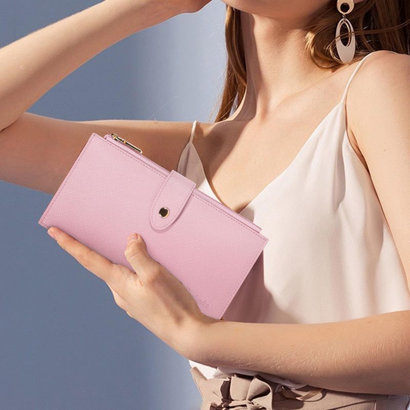 Travelambo RFID Wallet Women Large Size Bifold Multi Card Wallet Case with Zipper Pocke Credit Card Holder for Women - Image 2